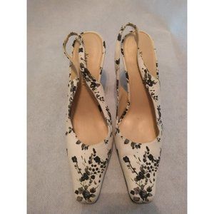 Karen Scott Floral Heels - B&W Size 6.5 EUC